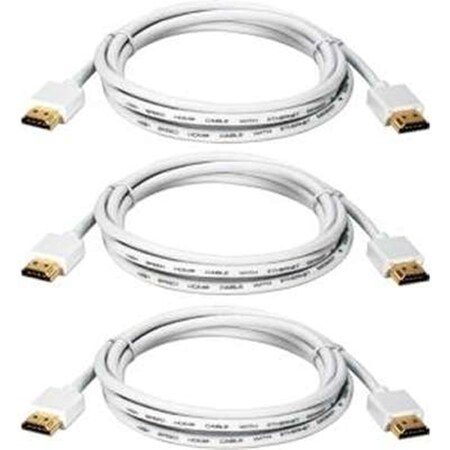Plugit 6 ft . High Speed HDMI Ultra HD with Ethernet Thin Flexible Cable; White - Pack of 3 PL328132